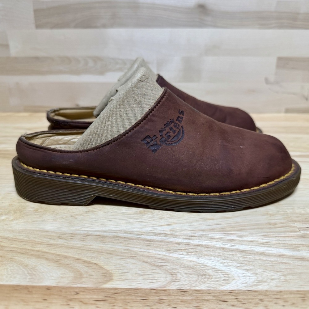 Vintage Dr Martens Made England UK 4 US 6 Brown Leather Mules Clogs AirWair 90s